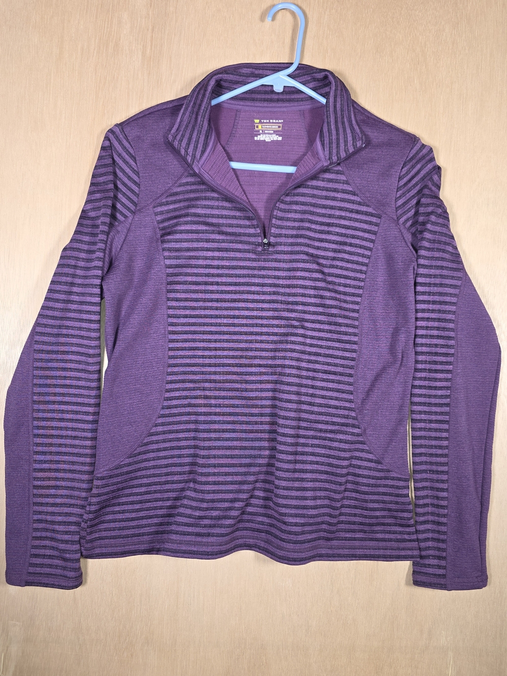 tek gear Purple Striped Quarter-Zip Turtleneck Pullover